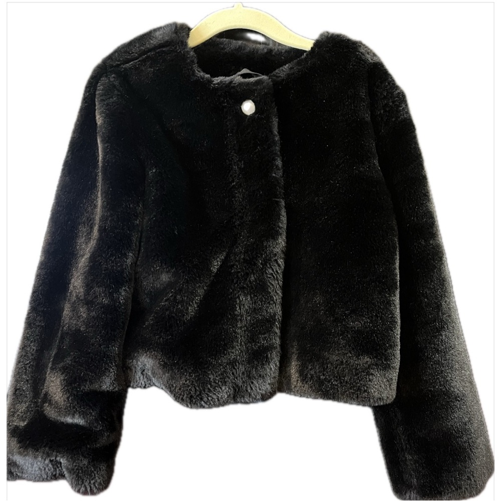 The Fabulous Faux Fur Jacket in Black by Janie & Jack Size 7-8